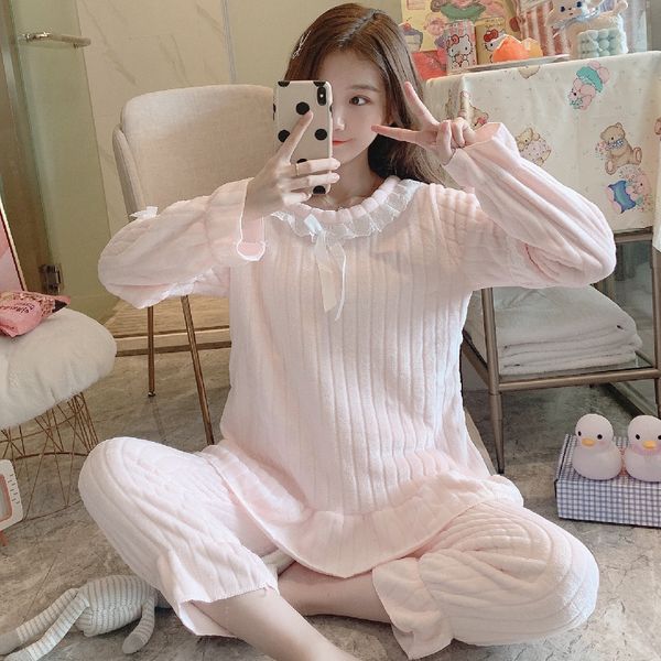 flannel pajamas women's skirt autumn suit princess collar lace long sleeves plus thick velvet coral fleece keep warm tracksuit, Black;red
flannel pajamas women's skirt autumn suit princess collar lace long sleeves plus thick velvet coral fleece keep warm tracksuit, Black;red