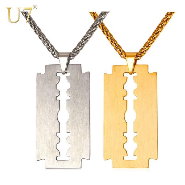 pendant necklaces u7 razor blade necklace & can be engraved gift for father gold color 316l stainless steel chain men jewelry p1008, Silver
pendant necklaces u7 razor blade necklace & can be engraved gift for father gold color 316l stainless steel chain men jewelry p1008, Silver