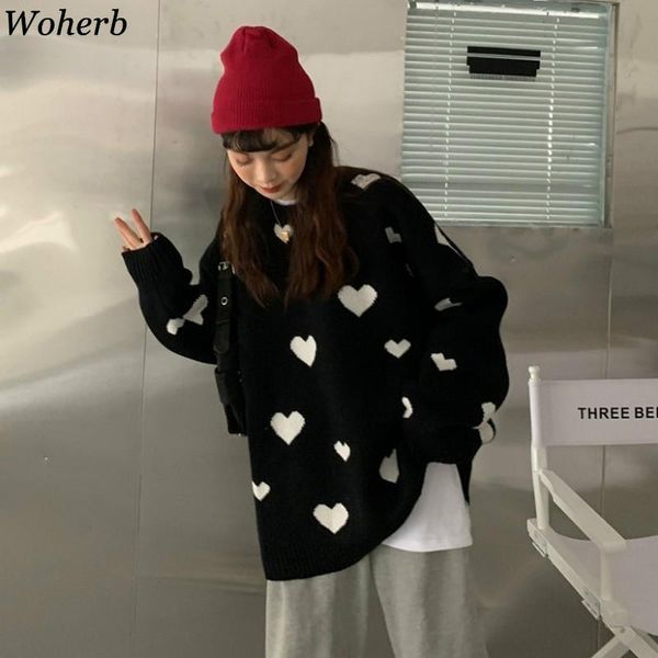 women's sweaters woherb fashion knitted pullovers oversized outwear 2021 winter clothes korean for women casual jumper pull femme 4g570, White;black
women's sweaters woherb fashion knitted pullovers oversized outwear 2021 winter clothes korean for women casual jumper pull femme 4g570, White;black