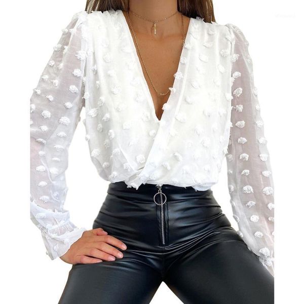 ladies dobby shirt women deep v neck spring and autumn fashion chic blusas solid color mesh blouse perspective d301, White
ladies dobby shirt women deep v neck spring and autumn fashion chic blusas solid color mesh blouse perspective d301, White