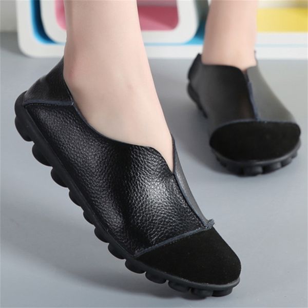 women's genuine leather cow leather flats shoes soft ladies loafers plus size 41-43 non-slip superstar female shoe lj200812, Black
women's genuine leather cow leather flats shoes soft ladies loafers plus size 41-43 non-slip superstar female shoe lj200812, Black