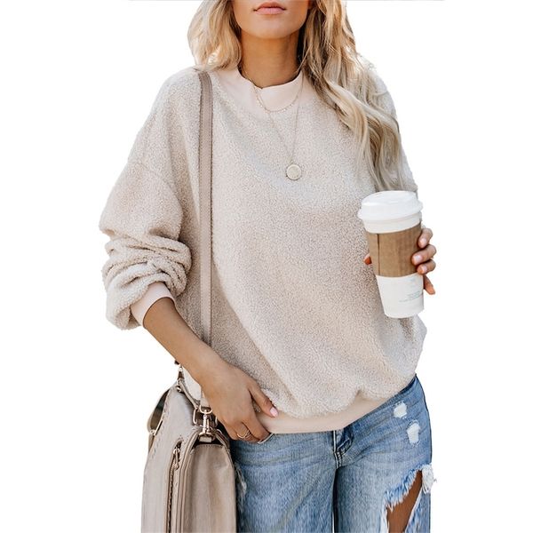 soft solid pullover loose long sleeve plush autumn winter casual daily women hoodies dating vacation crew neck home t200525, Black
soft solid pullover loose long sleeve plush autumn winter casual daily women hoodies dating vacation crew neck home t200525, Black