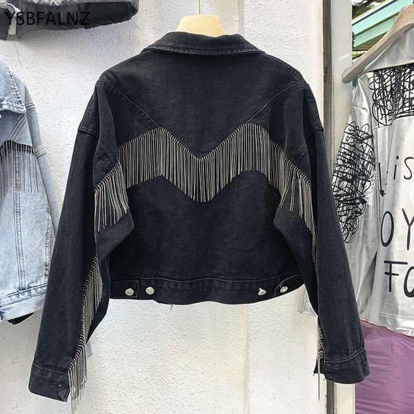 spring blue harajuku denim short jacket women fall chains fringe loose high-waist jean clothes woman black students coat 201106, Black;brown
spring blue harajuku denim short jacket women fall chains fringe loose high-waist jean clothes woman black students coat 201106, Black;brown