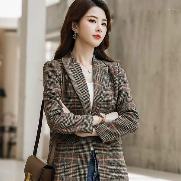 women's suits & blazers retro plaid ladies blazer brown loose casual simple suit jacket stylish veste korean high street women's c, White;black
women's suits & blazers retro plaid ladies blazer brown loose casual simple suit jacket stylish veste korean high street women's c, White;black