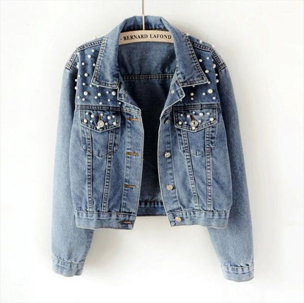 autumn long sleeve casual denim jacket women pearl beading crop jeans jacket korean plus size bomber coat, Black;brown
autumn long sleeve casual denim jacket women pearl beading crop jeans jacket korean plus size bomber coat, Black;brown