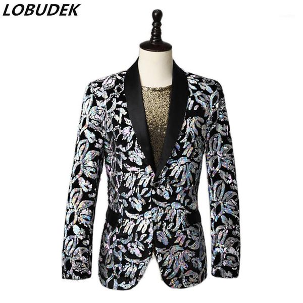 shining men's silver sequins blazer stage costume fashion slim fit single button sequin suit jacket singer host nightclub show1, White;black
shining men's silver sequins blazer stage costume fashion slim fit single button sequin suit jacket singer host nightclub show1, White;black