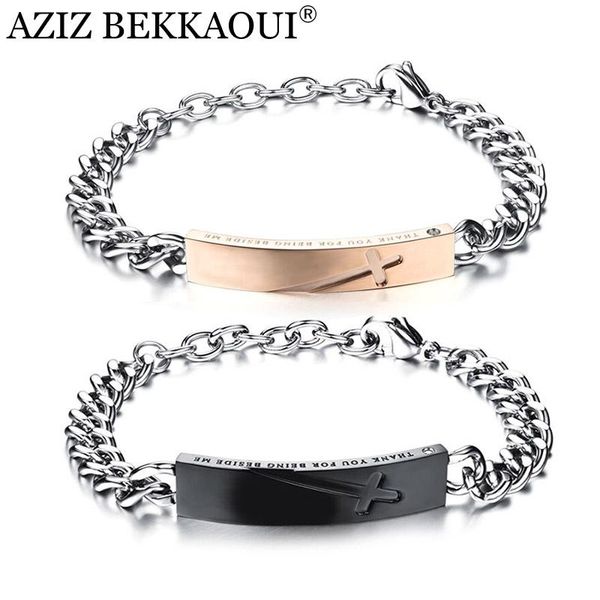 charm bracelets aziz bekkaoui engraved logo couple & bangle stainless steel cross for women men lovers' jewelry drop, Golden;silver
charm bracelets aziz bekkaoui engraved logo couple & bangle stainless steel cross for women men lovers' jewelry drop, Golden;silver