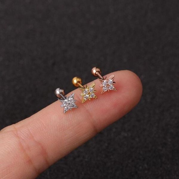1pc gold color star flower cz tragus cartilage stainless steel stud zircon crystal daith earring helix barbell piercing jewelry h wmteuk, Black
1pc gold color star flower cz tragus cartilage stainless steel stud zircon crystal daith earring helix barbell piercing jewelry h wmteuk, Black