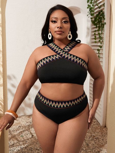 plus chevron tape criss cross high waisted bikini swimsuit h1ey#, Black
plus chevron tape criss cross high waisted bikini swimsuit h1ey#, Black