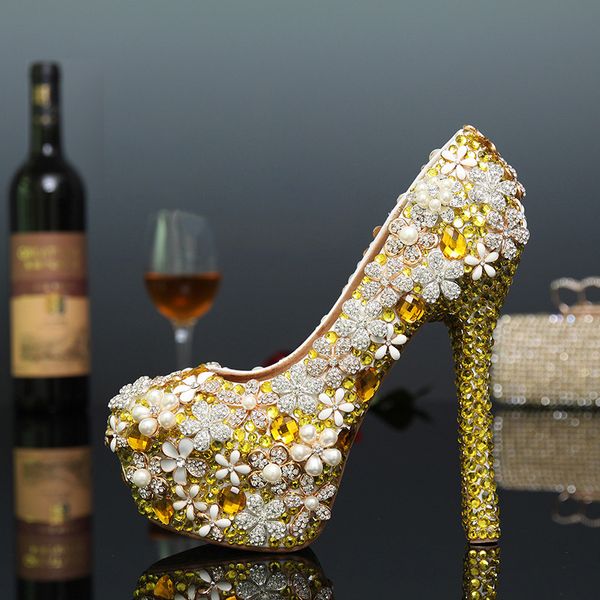 banquet gold flowers strass wedding shoes super high heels handcrafted bombs diamond size 43 ain9, Black
banquet gold flowers strass wedding shoes super high heels handcrafted bombs diamond size 43 ain9, Black