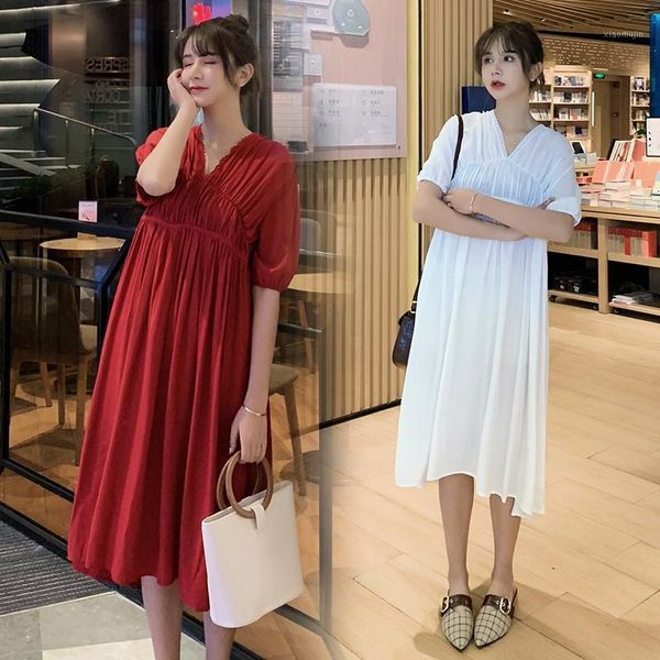 maternity dresses 6812# clothes summer cotton v neck solid color short sleeve loose stylish dress for pregnant women mom dress1, White
maternity dresses 6812# clothes summer cotton v neck solid color short sleeve loose stylish dress for pregnant women mom dress1, White