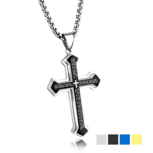 pendant necklaces multi-layer cross stainless steel men necklace christian bible jewelry casual male faith religious bijoux, Silver
pendant necklaces multi-layer cross stainless steel men necklace christian bible jewelry casual male faith religious bijoux, Silver