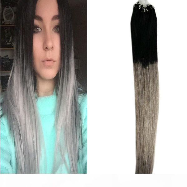 silver ombre micro hair extensions 100g micro loop ring hair highlight color remy ombre pre bonded hair extension, Black
silver ombre micro hair extensions 100g micro loop ring hair highlight color remy ombre pre bonded hair extension, Black