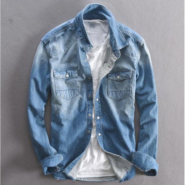 2021 men denim long shirt 100% cotton two light electric pockets thin jeans cowboy coat-shirts n1t4, White
2021 men denim long shirt 100% cotton two light electric pockets thin jeans cowboy coat-shirts n1t4, White