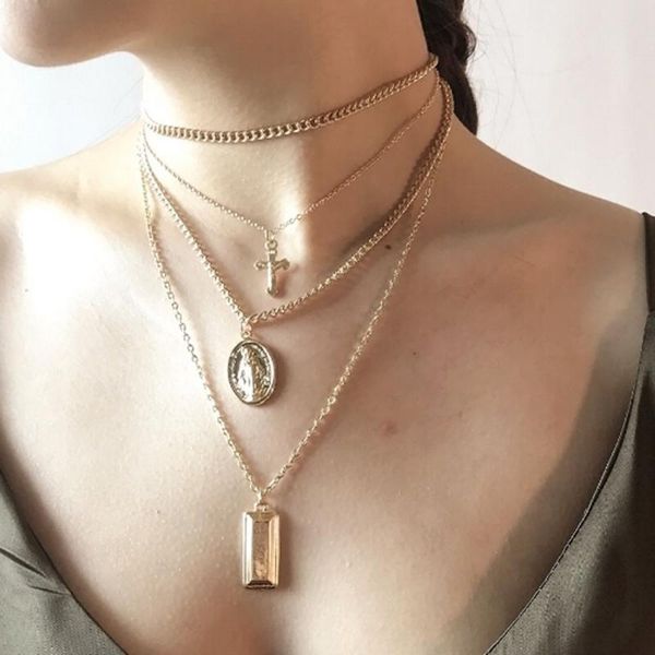 bohemia gold color cross layered necklace jesus virgin mary chain pendant necklace easter day's gift for women jewelry, Silver
bohemia gold color cross layered necklace jesus virgin mary chain pendant necklace easter day's gift for women jewelry, Silver