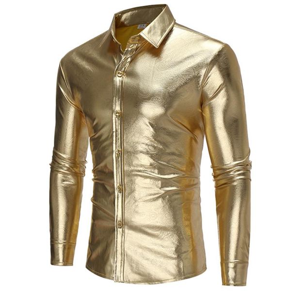 men's dress shirts 2021 night club men shirt bright gold male long sleeve fashion wear leisure casual blouses clothing, White;black
men's dress shirts 2021 night club men shirt bright gold male long sleeve fashion wear leisure casual blouses clothing, White;black