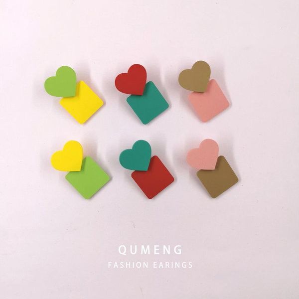 qumeng korean cute heart stud earrings for women paint spraying colorful geometric earrings modern gift, Golden;silver
qumeng korean cute heart stud earrings for women paint spraying colorful geometric earrings modern gift, Golden;silver