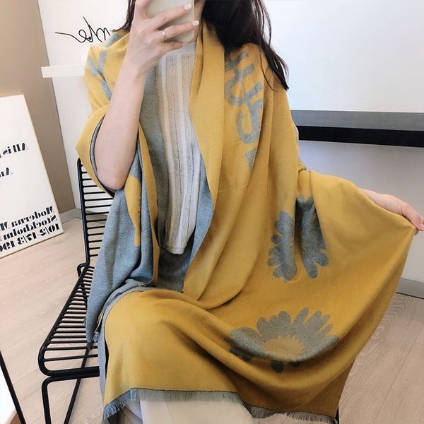 new small daisy scarf women's winter brand thickened warm neck double shawl cashmere scarf klwe, Blue;gray
new small daisy scarf women's winter brand thickened warm neck double shawl cashmere scarf klwe, Blue;gray