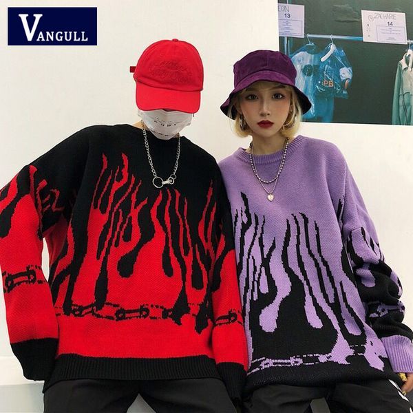 vangull autumn winter harajuku women sweaters flame knit batwing sleeve sweater casual long female tide printed loose pullovers, White;black
vangull autumn winter harajuku women sweaters flame knit batwing sleeve sweater casual long female tide printed loose pullovers, White;black