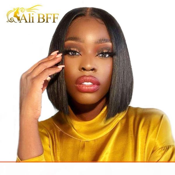 4x4 bob lace closure wig straight human hair for black women straight bob lace front human hair wigs blunt cut wig, Black;brown