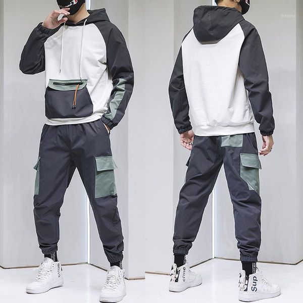 men white hoodies sets 2020 autumn brand casual fashion tracksuit mens sports two piece patchwork hoodie +pant male student suit1, Gray
men white hoodies sets 2020 autumn brand casual fashion tracksuit mens sports two piece patchwork hoodie +pant male student suit1, Gray
