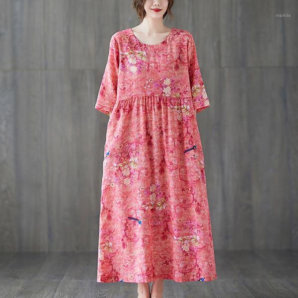 half sleeve loose summer dress print floral pattern vintage chic dress plus size cotton linen women holiday casual midi1, White;black
half sleeve loose summer dress print floral pattern vintage chic dress plus size cotton linen women holiday casual midi1, White;black