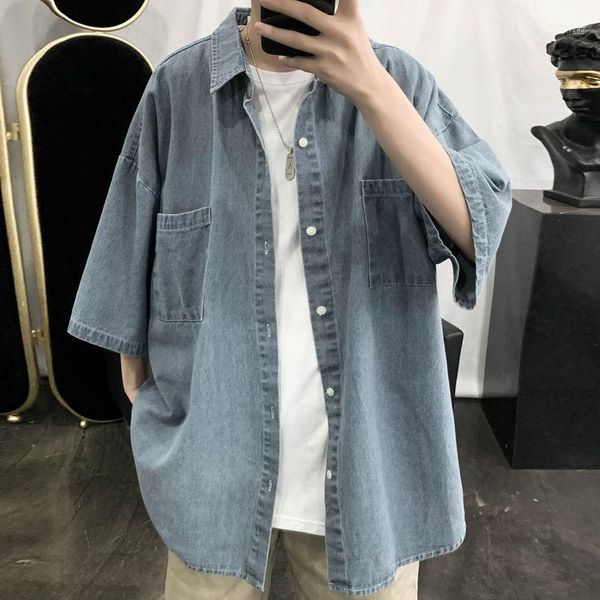 men's casual shirts 2021 summer personality korean version of the solid color retro denim short-sleeved shirt -2xl streetwear1, White;black
men's casual shirts 2021 summer personality korean version of the solid color retro denim short-sleeved shirt -2xl streetwear1, White;black