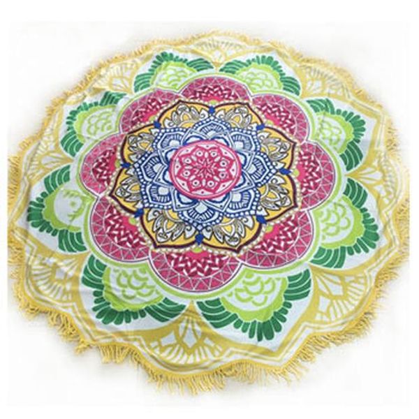 лотос круглый пляжное полотенце большой йога коврик 150см индийская мандала круглые банные полотенца для взрослых скатерть для пикника одеял