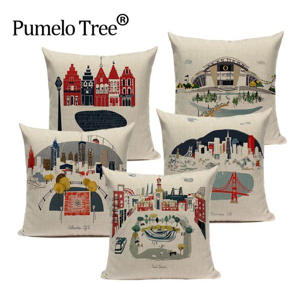 square linen decorative cushion covers london architecture one side print pillow case custom throw pillows 
square linen decorative cushion covers london architecture one side print pillow case custom throw pillows