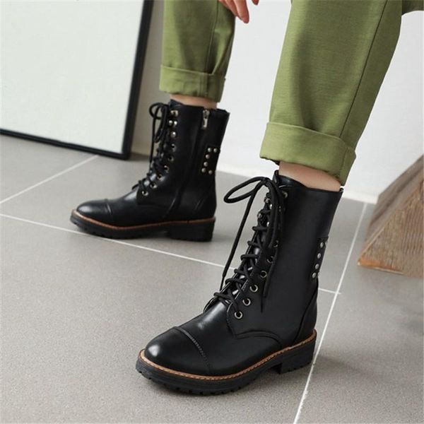 boots pxelena rivet punk gothic women combat lace up winter shoes chunky low heel motorcycle biker booties lady, Black
boots pxelena rivet punk gothic women combat lace up winter shoes chunky low heel motorcycle biker booties lady, Black