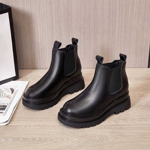 leather martin women's autumn and winter 2021 new british style thick bottom increased 8cm chimney short chelsea boots, Black
leather martin women's autumn and winter 2021 new british style thick bottom increased 8cm chimney short chelsea boots, Black