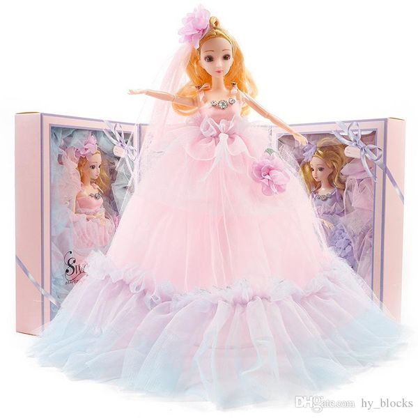 40cm wedding dress barbie doll princess evening party clothes wears long dress outfit set accessories kids toys girl birthday gift