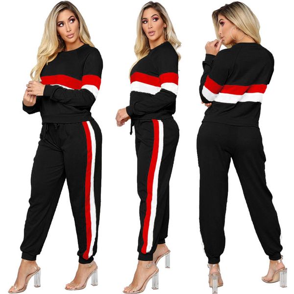 fashion casual striped round neck long sleeve longsleeves 2 piece pants set sports wear womens sweatsuits, White
fashion casual striped round neck long sleeve longsleeves 2 piece pants set sports wear womens sweatsuits, White