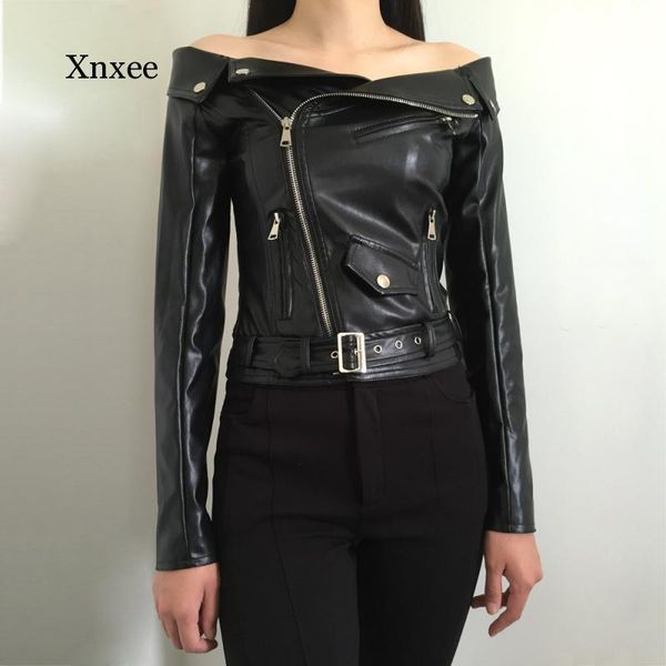 women's jackets slash neck pu faux leather coats women off shoulder slim oblique zipper outwear black full sleeve motorcycle, Black;brown
women's jackets slash neck pu faux leather coats women off shoulder slim oblique zipper outwear black full sleeve motorcycle, Black;brown