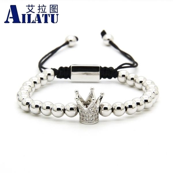 ailatu clear cz crown braided charm men bracelet wholesale 6mm brass beads party gift jewelry y200730, Black
ailatu clear cz crown braided charm men bracelet wholesale 6mm brass beads party gift jewelry y200730, Black