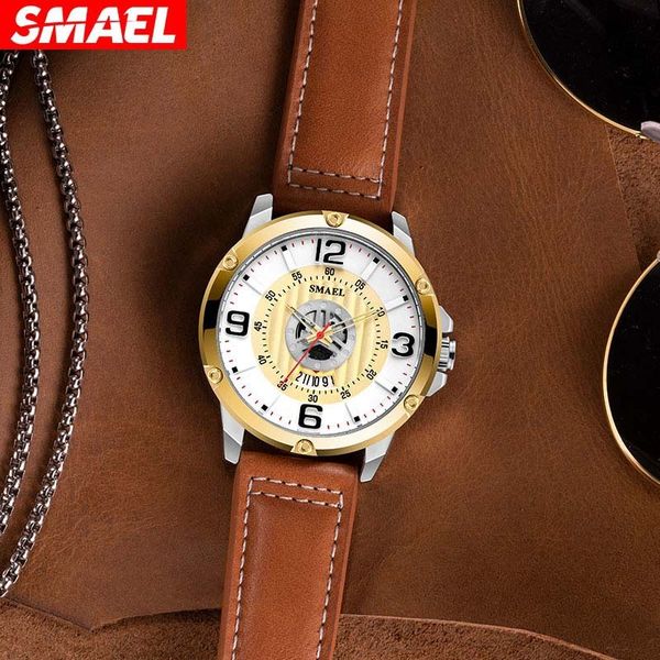 new smael smer watch outdoor sports quartz watch waterproof calendar leather multi function men's watch, Slivery;brown 
new smael smer watch outdoor sports quartz watch waterproof calendar leather multi function men's watch, Slivery;brown
