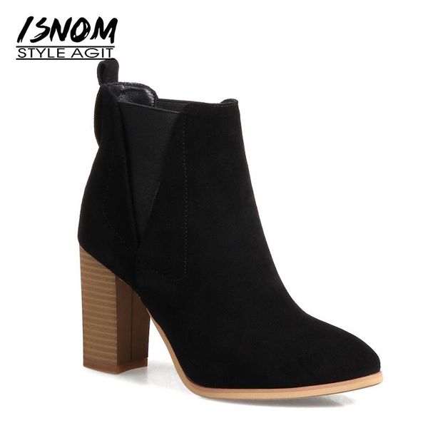 boots isnom winter thick high heels women pointed toe ankle fashion warm shoes short plush cow suede autumn footwear, Black
boots isnom winter thick high heels women pointed toe ankle fashion warm shoes short plush cow suede autumn footwear, Black