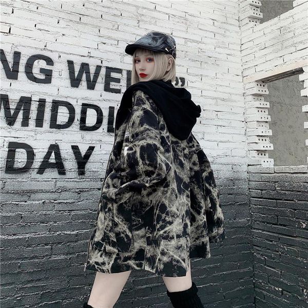 women's trench coats fashion denim jacket female windbreaker spring autumn coat 2021 korean loose harajuku hooded women outerwear m565, Tan;black
women's trench coats fashion denim jacket female windbreaker spring autumn coat 2021 korean loose harajuku hooded women outerwear m565, Tan;black
