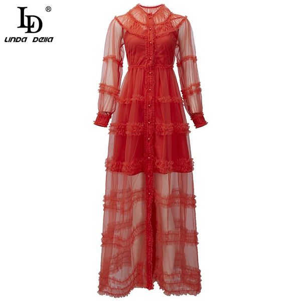 casual dresses ld linda della summer runway perspective mesh long dress women high waist ruffle elegant club party vestidos, Black;gray
casual dresses ld linda della summer runway perspective mesh long dress women high waist ruffle elegant club party vestidos, Black;gray