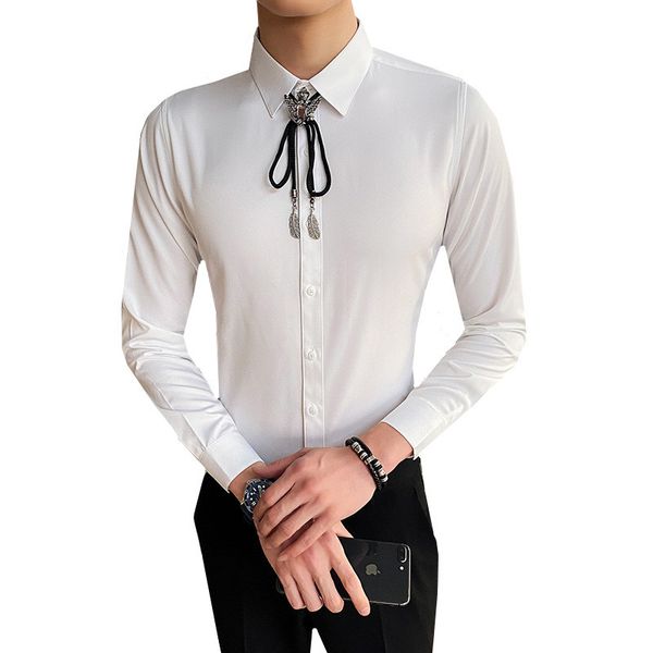 men tuxedo shirts slim fit solid color long sleeve club outfits blouse wedding dress shirts nightclub dj c1212, White;black
men tuxedo shirts slim fit solid color long sleeve club outfits blouse wedding dress shirts nightclub dj c1212, White;black