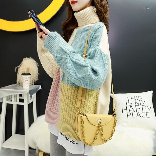 new autumn and winter turtle-neck sweater women's korean version of the loose thick outer wear lazy bottom sweater jacket1, White;black
new autumn and winter turtle-neck sweater women's korean version of the loose thick outer wear lazy bottom sweater jacket1, White;black