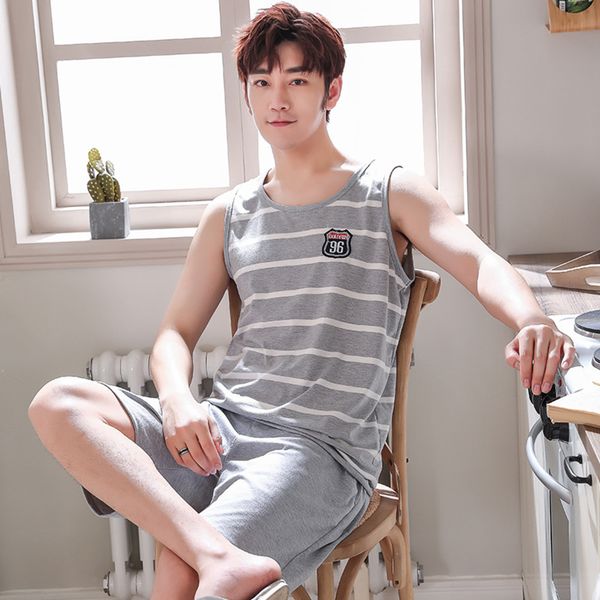 summer pajamas sleeping suits for men fashion male sleepwear classy striped pijamas hombre grey pyjamas vest home clothes 4xl q1216, Black;white
summer pajamas sleeping suits for men fashion male sleepwear classy striped pijamas hombre grey pyjamas vest home clothes 4xl q1216, Black;white