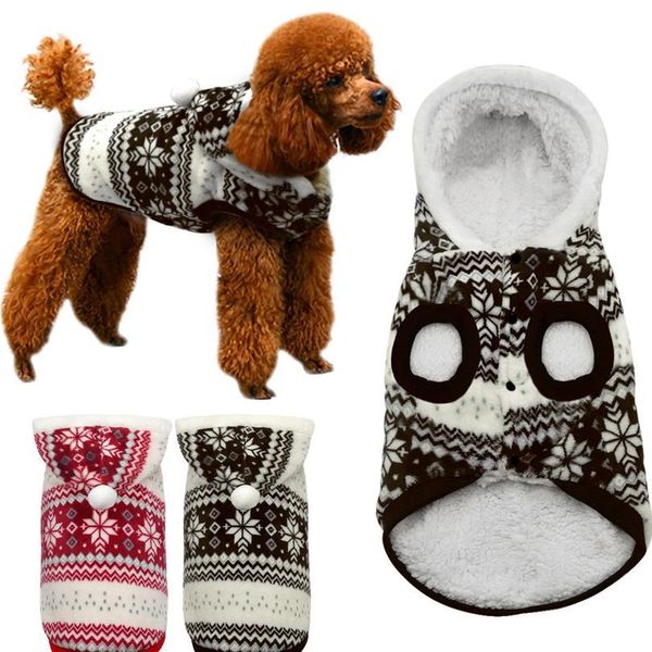 winter warm pet dog coat clothes snowflake print christmas hoodie sweater for small med wmtuvu