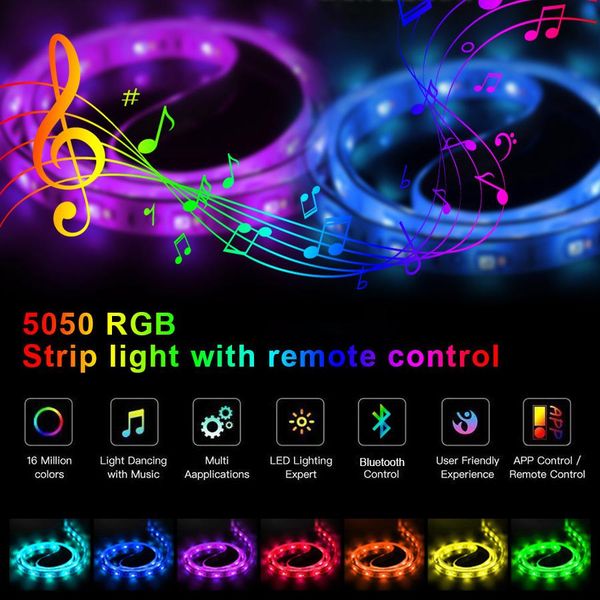 led strips lights bluetooth led rgb 5050 smd flexible waterproof tape diode 5m dc 12v remote control+ adapter
led strips lights bluetooth led rgb 5050 smd flexible waterproof tape diode 5m dc 12v remote control+ adapter