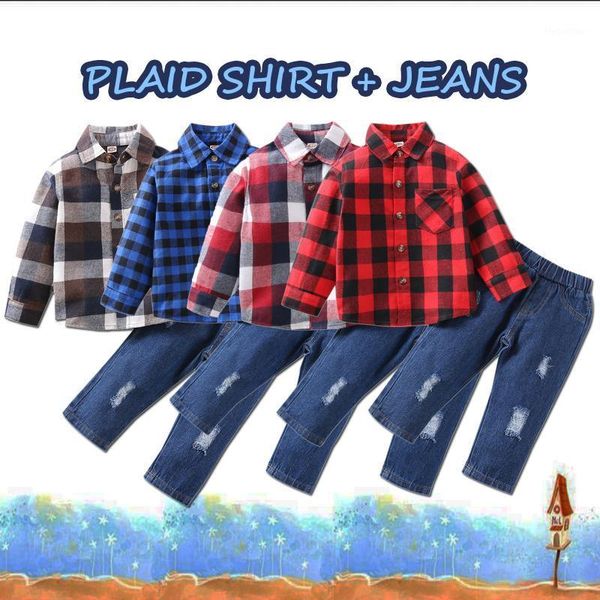 clothing sets pajamas kids toddle baby boys plaid checked shirt +ripped jeans set outfits clothe soft wear1, White
clothing sets pajamas kids toddle baby boys plaid checked shirt +ripped jeans set outfits clothe soft wear1, White