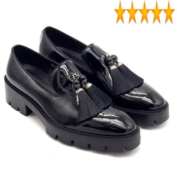 on 2021 new tassels slip loafers men british thick platform med heels dress genuine leather party brogue shoes, Black
on 2021 new tassels slip loafers men british thick platform med heels dress genuine leather party brogue shoes, Black