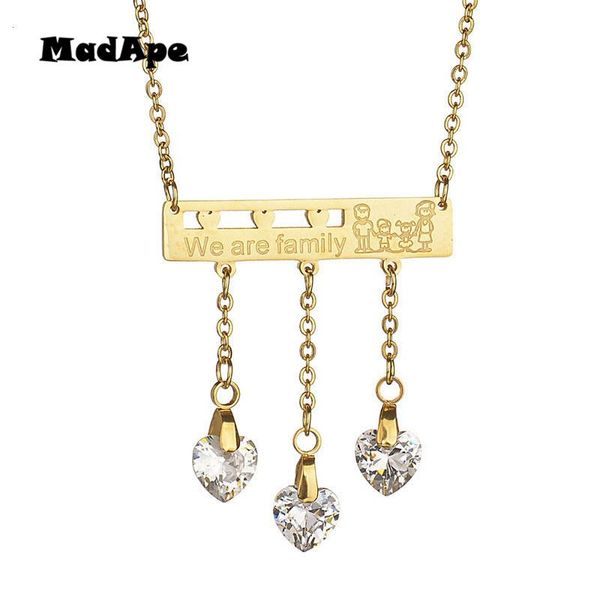 pendant necklaces madape family series necklace gold color stainless steel heart zircon for women fashion sweater chain jewelry, Silver
pendant necklaces madape family series necklace gold color stainless steel heart zircon for women fashion sweater chain jewelry, Silver