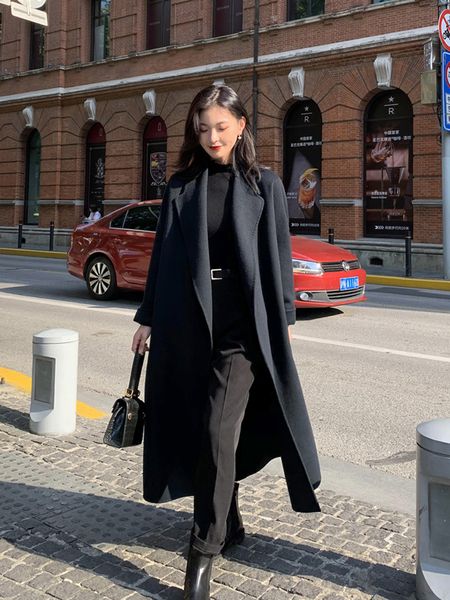 bathrobe high-end double-sided cashmere for women's middle long-term 2020 new knee length loose woolen coat in autumn and winter, Black
bathrobe high-end double-sided cashmere for women's middle long-term 2020 new knee length loose woolen coat in autumn and winter, Black