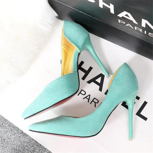 dress shoes candy color women suede leather concise high heel side hollow pointed toe sandals 11cm ladies thin pums, Black
dress shoes candy color women suede leather concise high heel side hollow pointed toe sandals 11cm ladies thin pums, Black