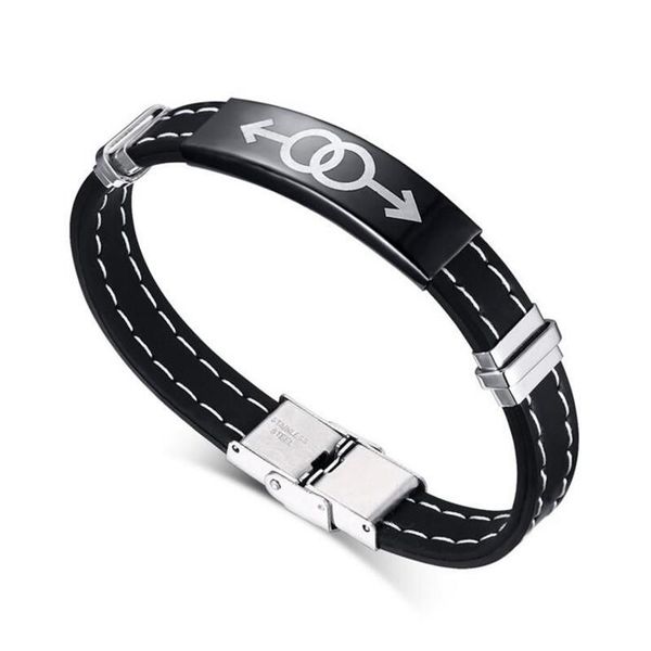 charm bracelets 20cm black silicone male symbol bracelet stainless steel gay & lesbian pride homosexual jewelry b152, Golden;silver
charm bracelets 20cm black silicone male symbol bracelet stainless steel gay & lesbian pride homosexual jewelry b152, Golden;silver